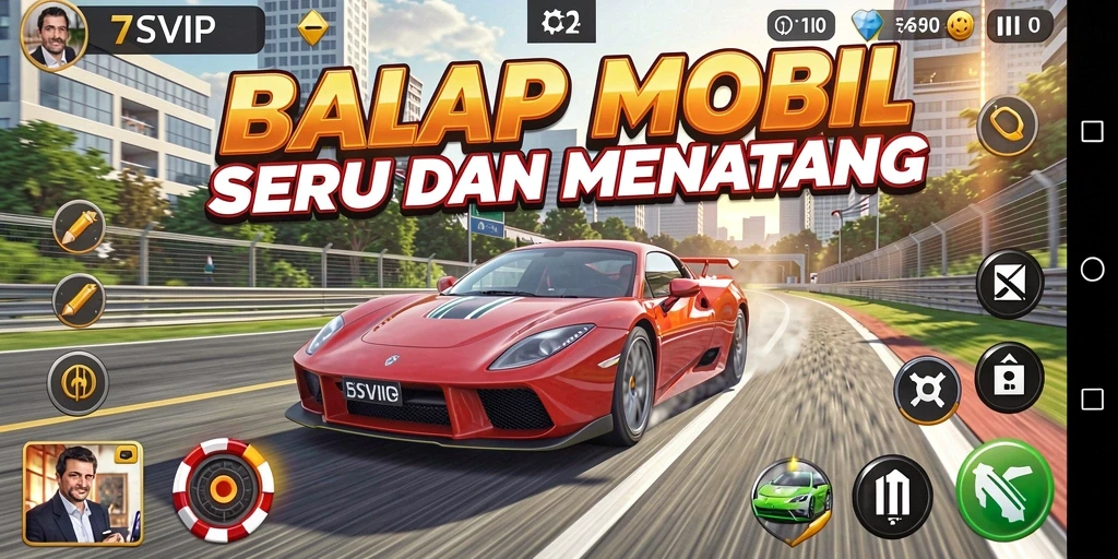 Gameplay mendebarkan di lintasan balap 7SVIP.