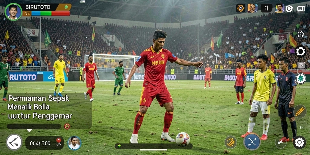 Tampilan gameplay BIRUTOTO yang mendebarkan di lapangan sepak bola.