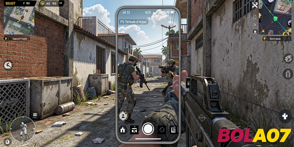 Tampilan gameplay BOLA07 yang mendebarkan dalam mode FPS.