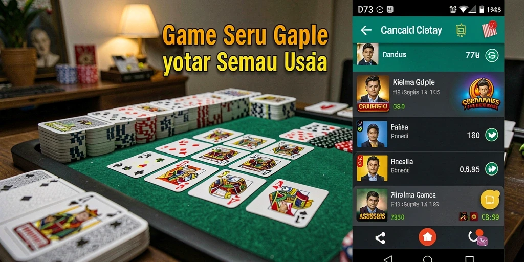 Screenshot gameplay D73 yang menunjukkan serunya bermain Gaple.