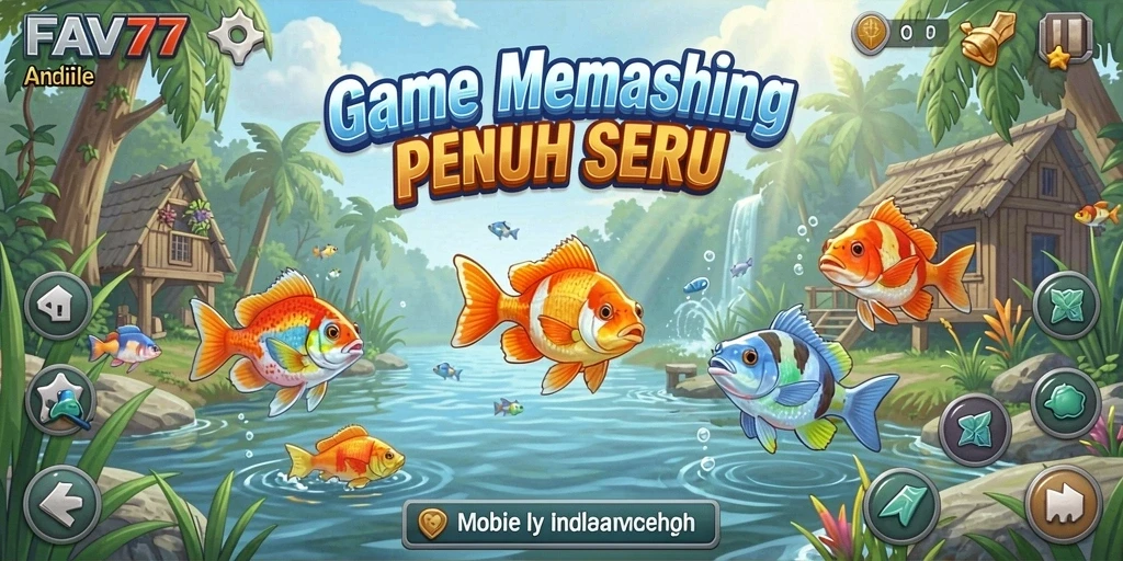 Screenshot FAV77 menampilkan pemain yang sedang memancing di lokasi indah.