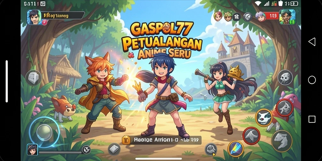 Screenshot gameplay GASPOL77 menampilkan pertarungan karakter anime yang menegangkan.