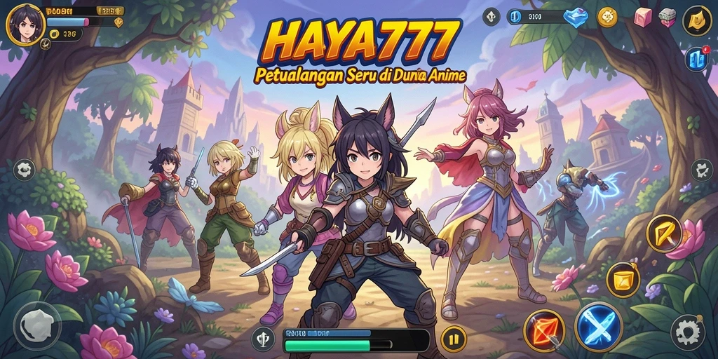 Tampilan gameplay HAYA777 menampilkan aksi seru dalam dunia anime.