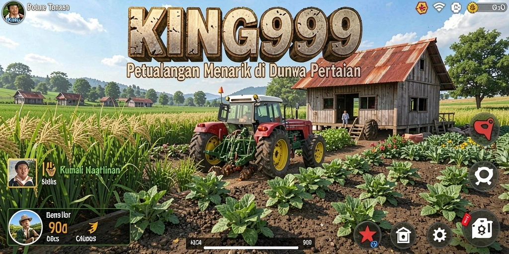 Tampilan gameplay KING999 yang menampilkan kegiatan bertani yang menyenangkan.