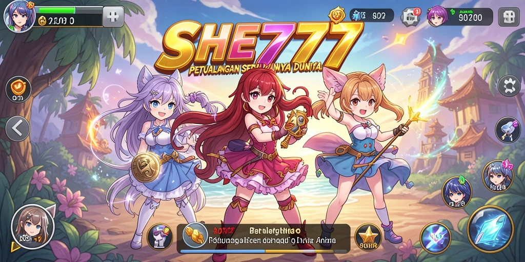 Tampilan gameplay menarik dalam <strong>SHE777</strong> dengan karakter anime beraksi.