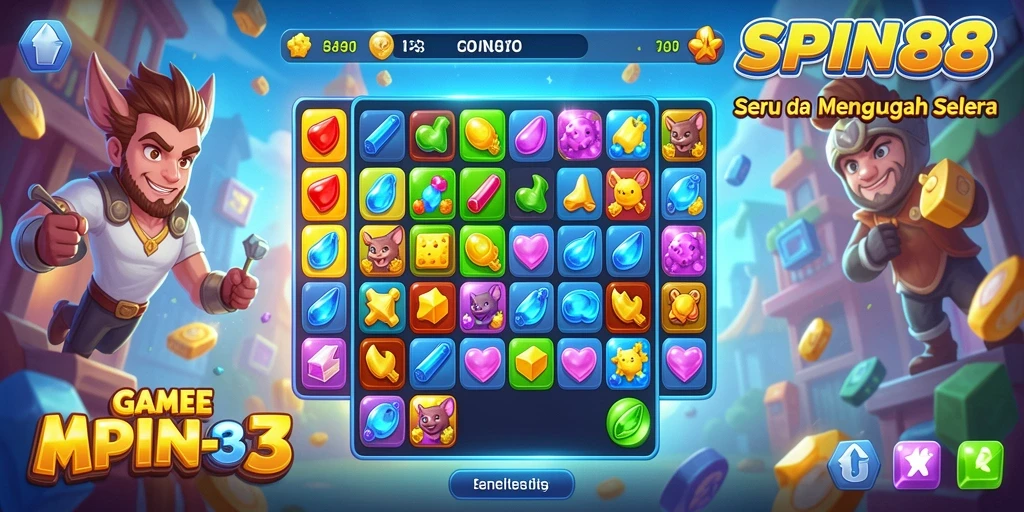 Tampilan gameplay SPIN88 yang seru dalam permainan Match-3.