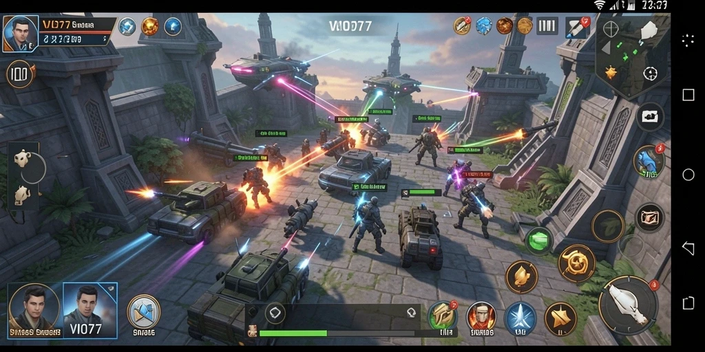 Tangkapan layar VIO77 menampilkan aksi gameplay SLG yang mendebarkan.
