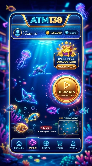 Screenshot aplikasi atm138 menampilkan kategori yang beragam.